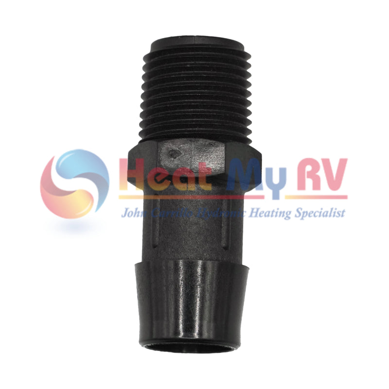 Glass Filled Black Nylon Barb Fitting, 1/2 in. NPT x 3/4 in. - PLX-200-103