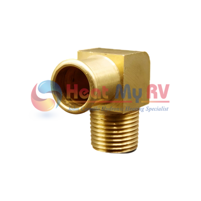 90 Degree Brass Elbow Fitting, Barb, 3/4 X 1/2 (M)NP - PLX-A65-300