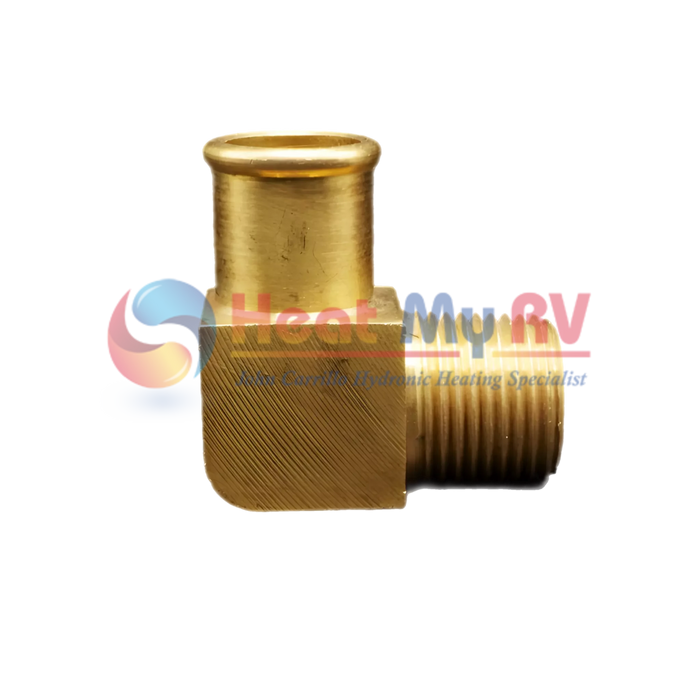 90 Degree Brass Elbow Fitting, Barb, 3/4 X 1/2 (M)NP - PLX-A65-300