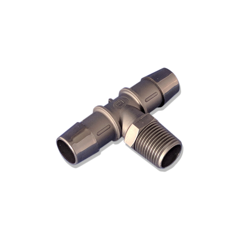 Barbed Nylon Tee Fitting, 1/2 in. (M) NPT to 3/4 in. - PLX-250-203