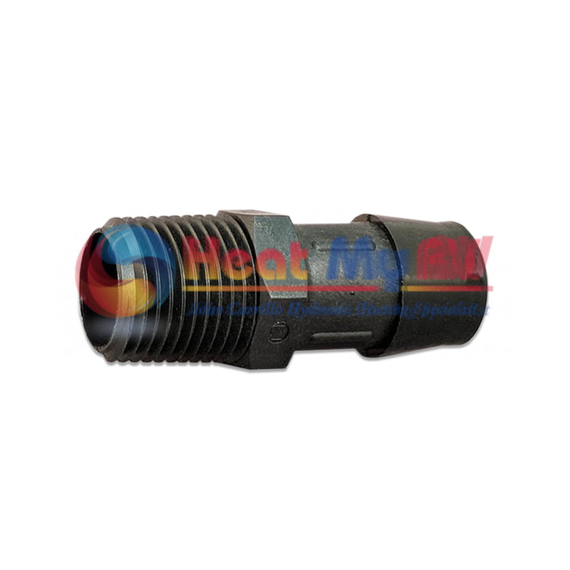 Glass Filled Black Nylon Barb Fitting, 1/2 in. NPT x 3/4 in. - PLX-200-103